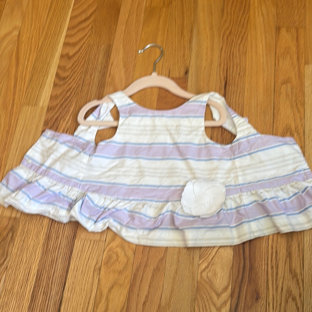Striped Ruffle Baby Dress with Flower Accent